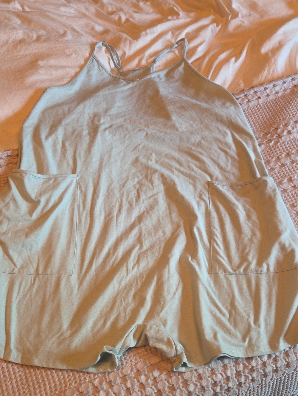 Light Blue Women’s Sleeveless Romper with Pockets